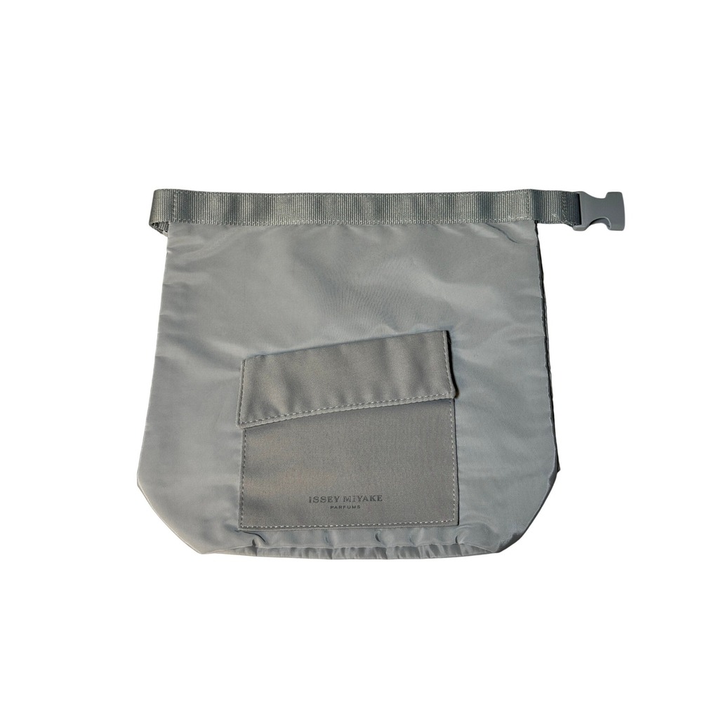 Issey Miyake Parfums Grey Nylon Roll Top Pouch Buckle Travel Bag Accessory